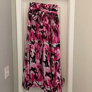 Print Pink Camouflage Long Swing Skirt